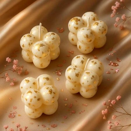 Handcrafted White Copper Foil Soy Wax Candle Set of 4